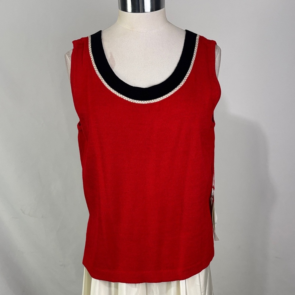 NWT St John Red w Black Trim Knit Tank Top